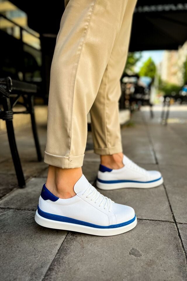 MN979 - Santoni GBT Spor Erkek Ayakkabı BEYAZ/MAVI