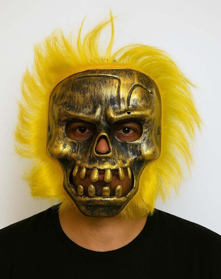 Wild Skull - Bakır Kafatası Sarı Saçlı İskelet Maske