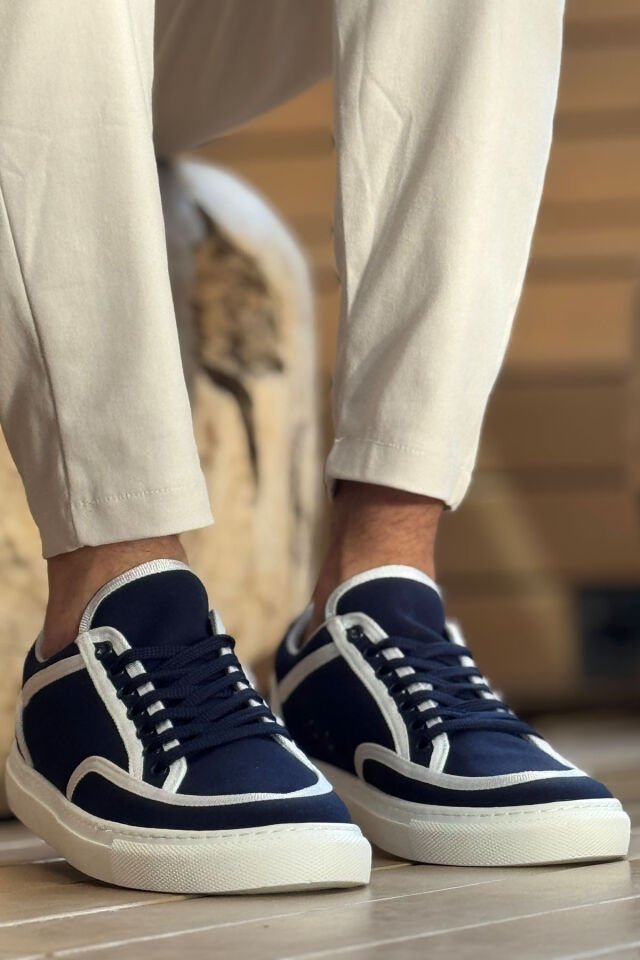 MN2505 - Keten Erkek Ayakkabı Lacivert Beyaz