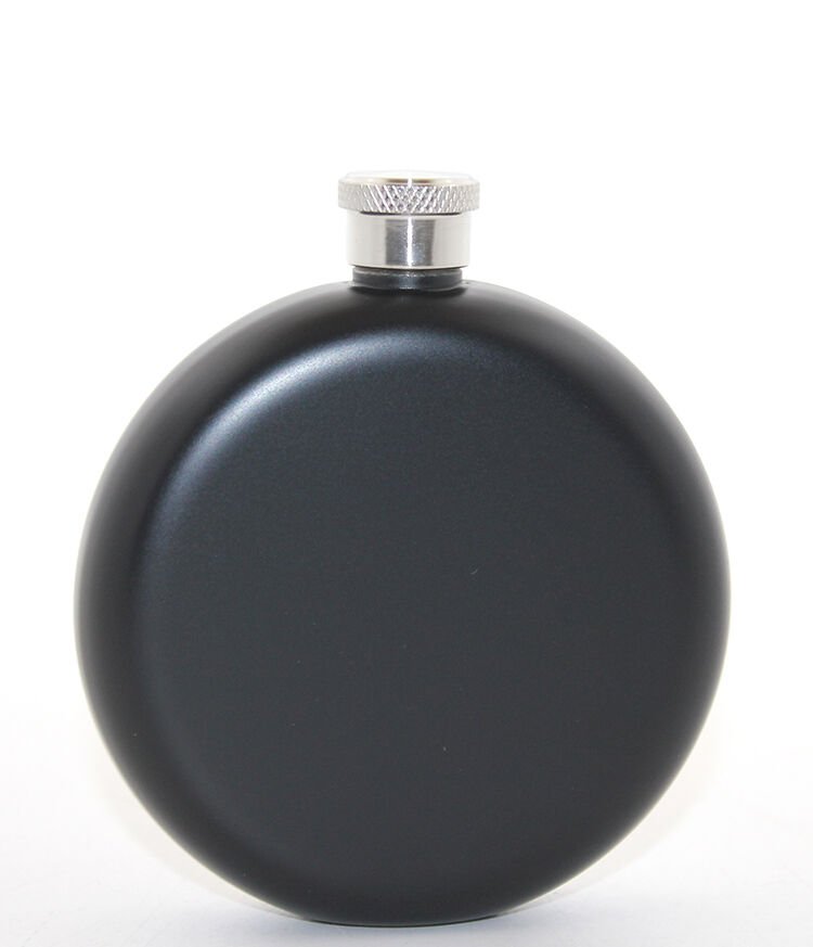 Paslanmaz Çelik Yuvarlak 5 Oz Tekli Matara Siyah Renk