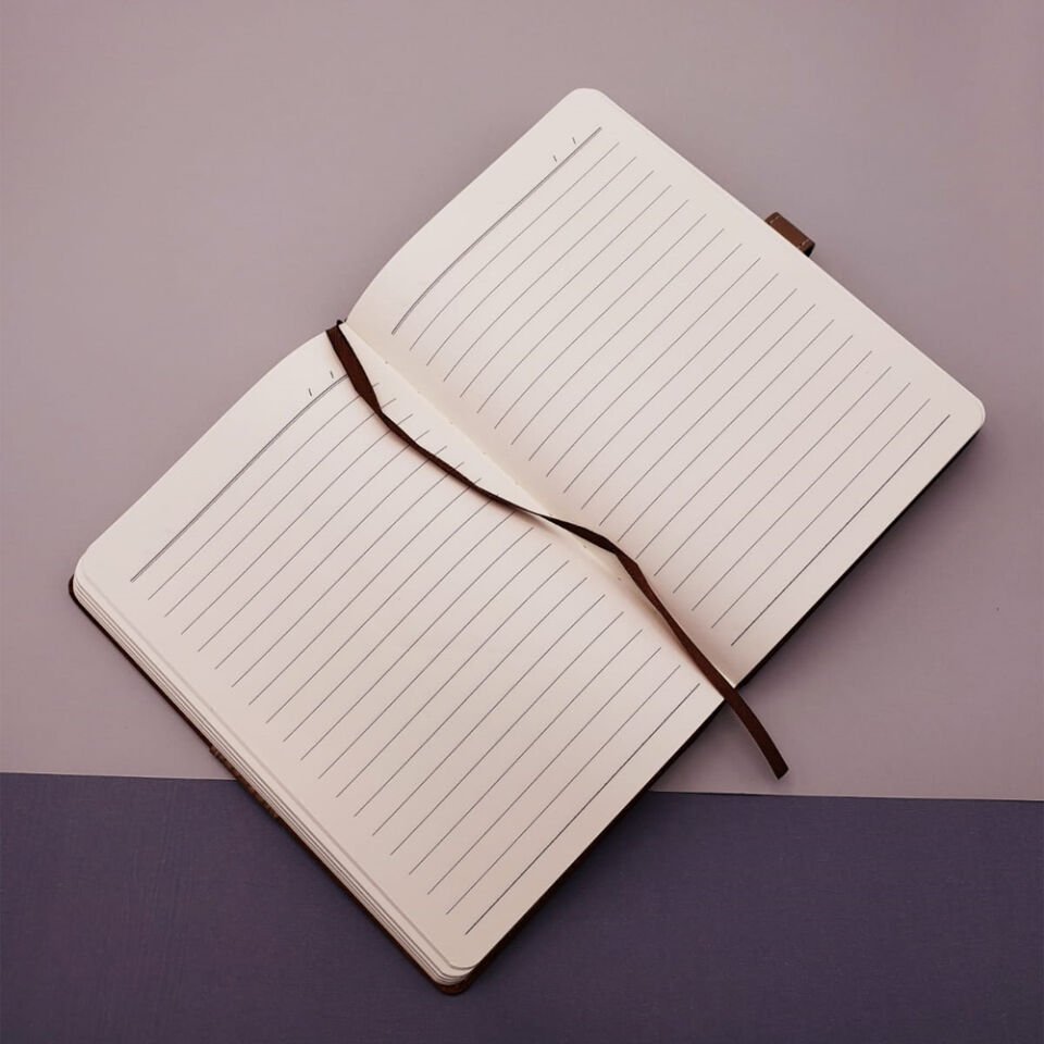 Taba Rengi Termo Deri Defter Ve Metal Roller Kalem Seti