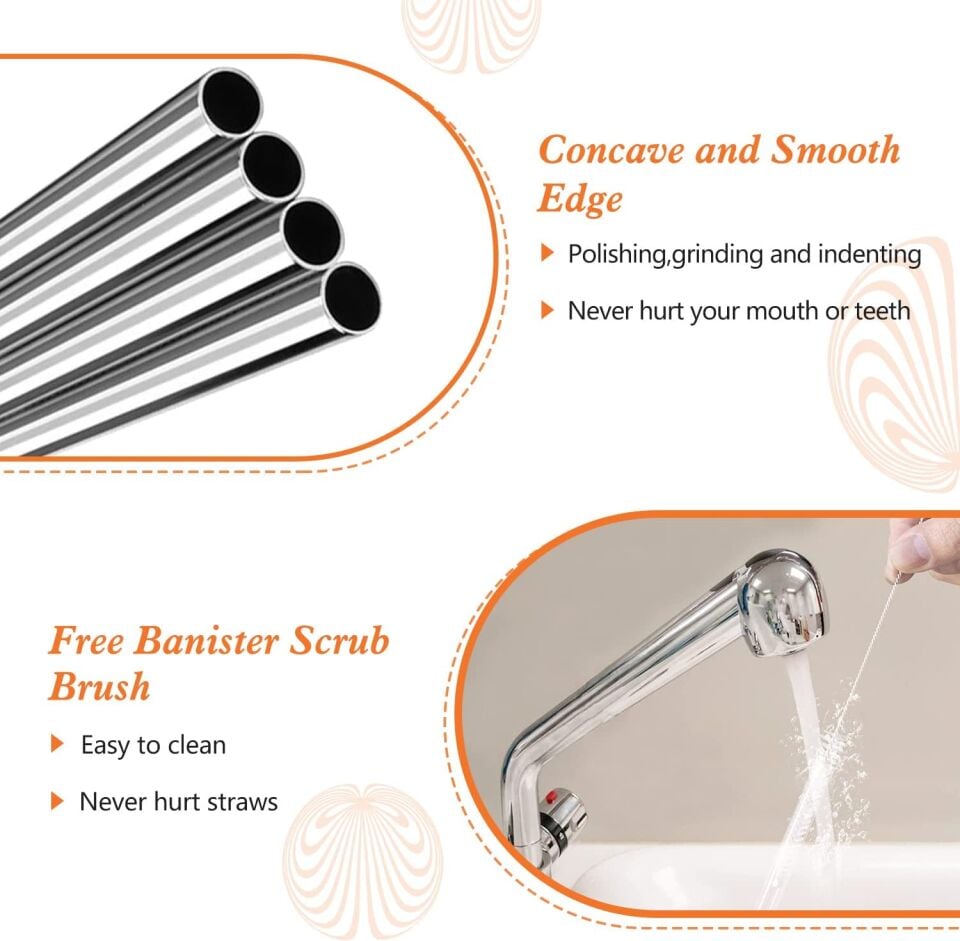 Ekstra Uzun Paslanmaz Çelik Pipet Seti – 3 Parça (Eğri + Düz + Fırça)