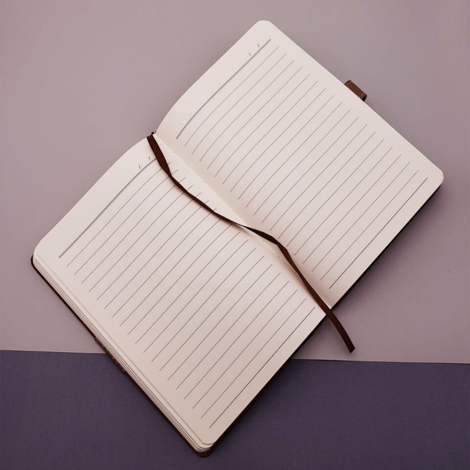 Mavi Termo Deri Defter Ve Metal Roller Kalem Seti