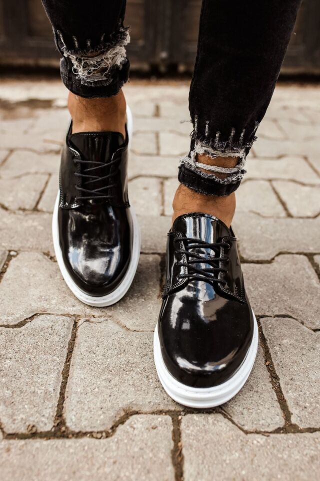 MN003 - RBT Pelle Verniciata Classica Erkek Ayakkabı SIYAH